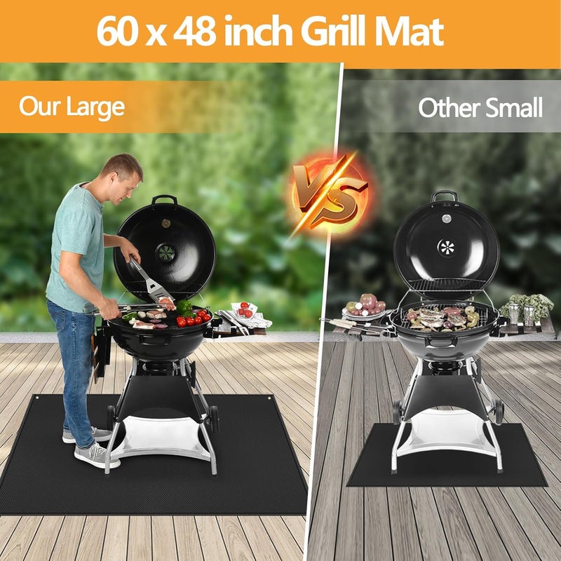 TOHONFOO 60 x 48 in Under Grill Mat for Outdoor Grill - Fireproof BBQ Mats for Grilling to Protect The Deck, Patio, Pavers - Easy to Clean Indoor Fireplace Mat - 1mm - Image 4